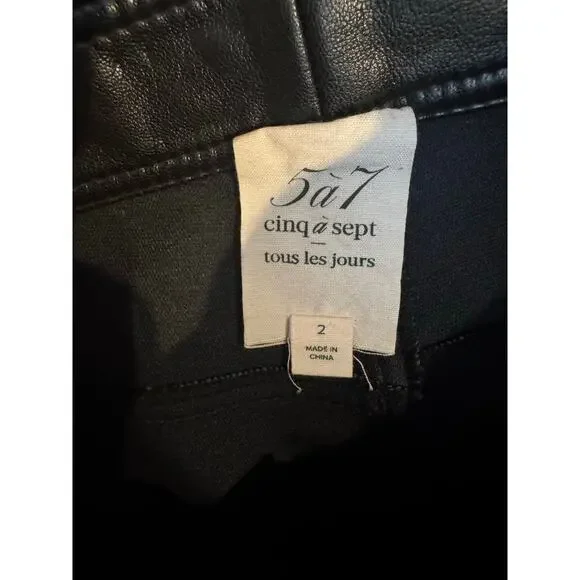 Cinq A Sept Shanis Black Vegan Leather Slit Bootcut Pants Size 2 - Picture 7 of 9
